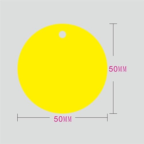 100 Stück, farbige runde Plastiktüte, Kunststoffseil, PVC-Kunststoffkarten, blankes, wasserdichtes Etikett, Etiketten, PVC-Anhänger (gelb, 100 Stück) von Genérico