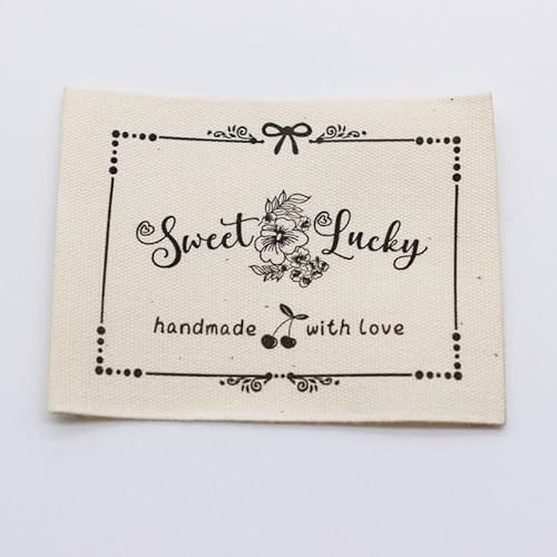 100 Stück, groß, handgemachtes Baumwolletikett, Hauptlabel (Blume (5 x 6,8 cm), 100 Stück von Genérico