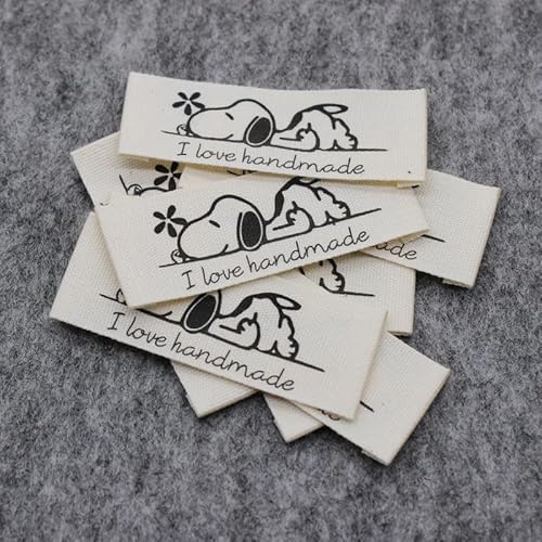 100 Stück, handgemachte Labels/bedruckte Baumwolletiketten/DIY-Etiketten/Stoffetiketten von Genérico