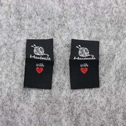 100 Stück, handgemachte gewebte Etiketten, Stoffetiketten (2 x 4 cm), 100 Stück von Genérico