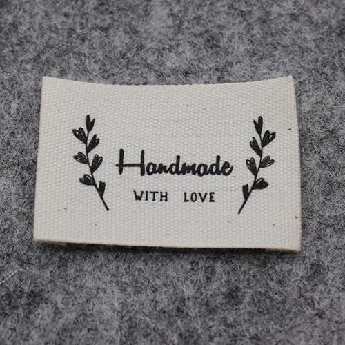 100 Stück, handgemachtes Baumwolldruck-Label/DIY-Etiketten/Kleidungsetiketten/Spielzeug-Beutel (Blatt (2,5 x 3,8 cm), 100 Stück von Genérico