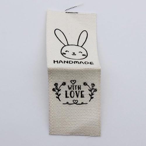 100 Stück, handgemachtes Baumwolldruck-Label/DIY-Etiketten/Stoffetiketten/Spielzeug-Beutel (Hase 100 Stück) von Genérico