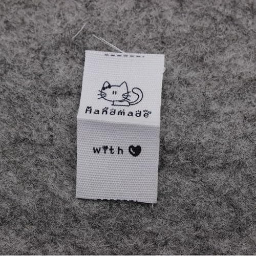 100 Stück, handgemachtes Baumwolletikett, bedrucktes Etikett, Hauptetikett, weiße Baumwollkatze, 100 Stück von Genérico