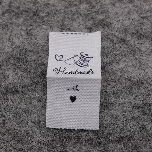 100 Stück, handgemachtes Baumwolletikett, bedrucktes Etikett, Hauptetikett, weißes Baumwollfaden, 100 Stück von Genérico