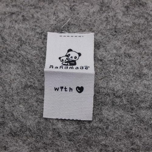 100 Stück, handgemachtes Baumwolletikett, bedrucktes Etikett, Hauptetikett, weißes Panda, 100 Stück von Genérico