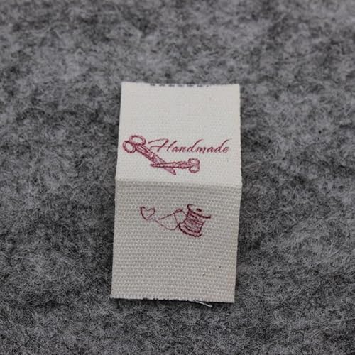 100 Stück, handgemachtes Baumwolletikett, bedrucktes Etikett, Hauptetikett (beige Baumwoll-Scheren 100 Stück) von Genérico