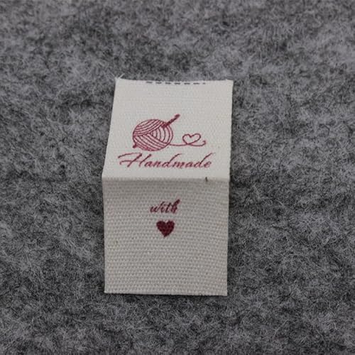 100 Stück, handgemachtes Baumwolletikett, bedrucktes Etikett, Hauptetikett (beige Baumwollfadenkugel, 100 Stück) von Genérico