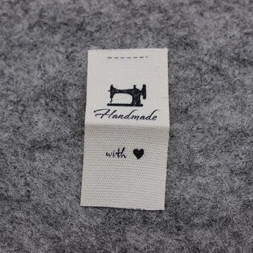100 Stück, handgemachtes Baumwolletikett, bedrucktes Etikett, Hauptetikett (beige Baumwollnähmaschine, 100 Stück) von Genérico