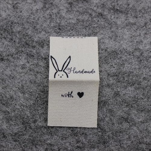 100 Stück, handgemachtes Baumwolletikett, bedrucktes Etikett, Hauptlabel (beige Baumwollhase, 100 Stück) von Genérico
