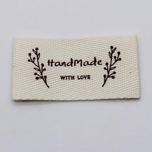100 Stück, handgemachtes Baumwolltwill-Label, bedrucktes Etikett, DIY Baumwolletiketten (Branch, 100 Stück) von Genérico