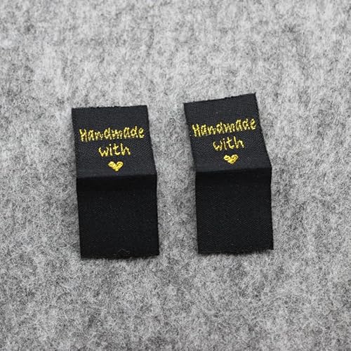 100 Stück, handgemachtes gewebtes Etikett/DIY-Etiketten/bestickte Kleidung/Spielzeugbeutel, gewebte Etiketten, Schwarz, 100 Stück von Genérico