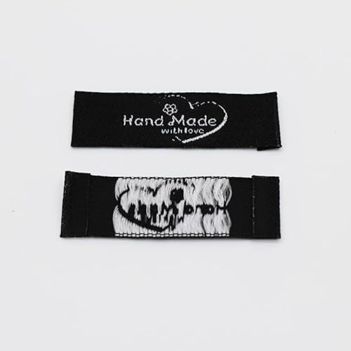 100 Stück, handgemachtes gewebtes Etikett/DIY-Etiketten/bestickte Kleidung/Spielzeugbeutel, gewebte Etiketten, Schwarz, 100 Stück von Genérico