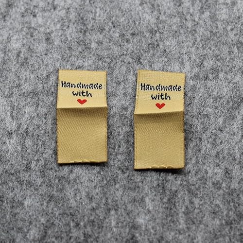 100 Stück, handgemachtes gewebtes Etikett/DIY-Etiketten/bestickte Kleidung/Spielzeugbeutel, gewebte Etiketten (Gold, 100 Stück) von Genérico