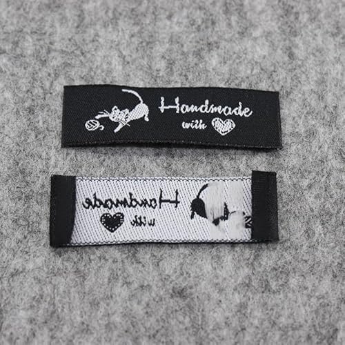 100 Stück, handgemachtes gewebtes Etikett/DIY-Etiketten/bestickte Kleidung/Spielzeugbeutel, gewebte Etiketten (Katze (1,5 x 5 cm), 100 Stück von Genérico