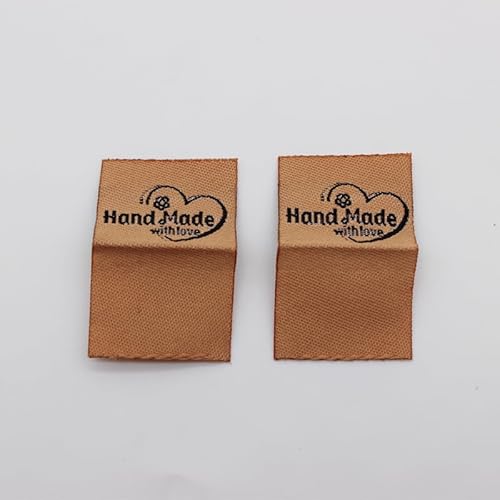 100 Stück, handgemachtes gewebtes Etikett/DIY-Etiketten/bestickte Kleidung/Spielzeugbeutel, gewebte Etiketten (braun, 100 Stück) von Genérico