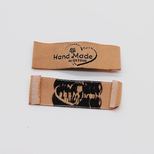 100 Stück, handgemachtes gewebtes Etikett/DIY-Etiketten/bestickte Kleidung/Spielzeugbeutel, gewebte Etiketten (braun, 100 Stück) von Genérico