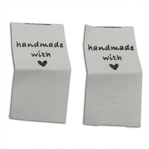 100 Stück Geschenkanhänger, gefaltet, handgemachtes Etikett, bestickte Kleidung/Spielzeugbeutel, gewebte Etiketten aus Baumwolle (Beige, 100 Stück) von Genérico