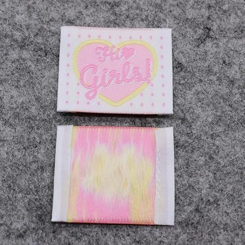 100 Stück Stoffetiketten/DIY-Etiketten/besticktes Garment-Etiketten/Spielzeug-Beutel (Pink, 100 Stück) von Genérico