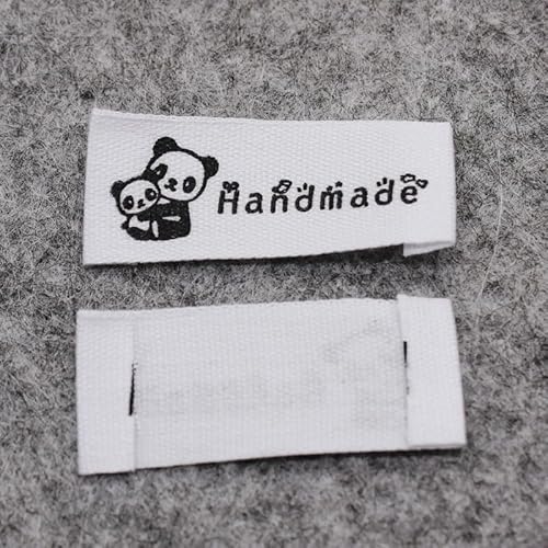 100 Stück bedrucktes Baumwolletikett, handgemachtes Stoffetikett, bedrucktes Etikett, Hauptetikett, weißes Baumwoll-Panda, 100 Stück 100 Stück bedrucktes Baumwolletikett, handgemachtes Stoffetikett, bedrucktes Etikett, Hauptetikett, weißes Baumwoll-Panda, 100 Stück von Genérico