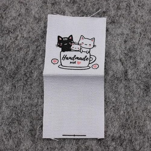 100 Stück handgemachte Labels/Baumwolldruck/DIY-Etiketten/Stoffetiketten (weiße Baumwollmitte (2,5 x 5,7 cm), 100 Stück von Genérico