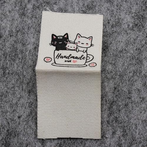 100 Stück handgemachte Labels/Baumwolldruck-Etiketten / DIY-Etiketten / Stoffetiketten (beige Baumwollmitte (2,5 x 5,7 cm), 100 Stück von Genérico