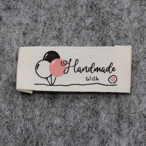 100 Stück handgemachte Labels/Baumwolldrucketiketten/DIY-Etiketten/Stoffetiketten (beige Baumwollende gefaltet (1,5 x 3,8 cm), 100 Stück von Genérico