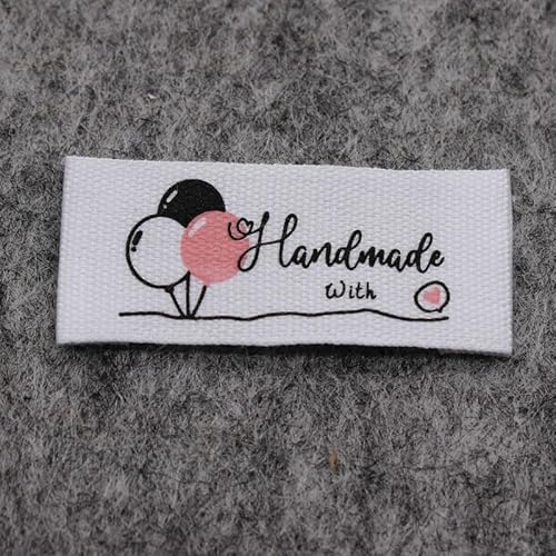 100 Stück handgemachte Labels/bedruckte Baumwolletiketten/DIY-Etiketten/Stoffetiketten (weiße Baumwollende gefaltet (1,5 x 3,8 cm), 100 Stück von Genérico