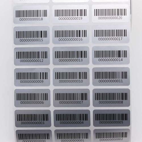 1000 Stück Barcode-Sticker, selbstklebend, Laufnummer, Barcode-Zahlen, Barcode-Sticker, personalisierbar, wasserfester Aufkleber von Genérico