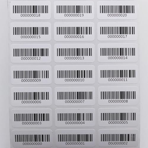 1000 Stück Barcode-Sticker, selbstklebend, Laufnummern, Barcode, Inventory-Aufkleber, personalisierbar von Genérico