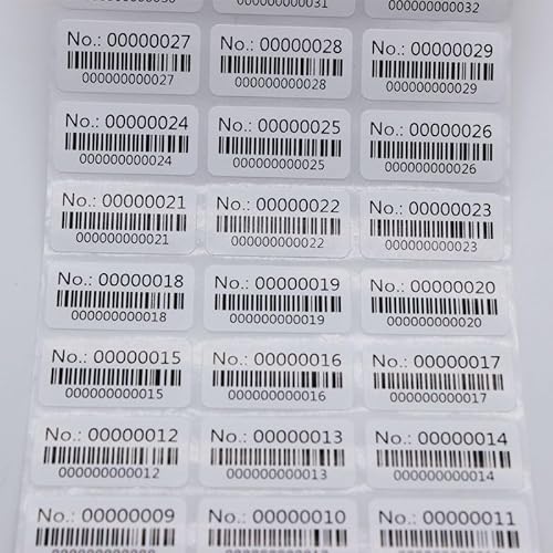 1000 Stück Barcode-Sticker, selbstklebend, Laufnummern, Barcode, Inventory-Aufkleber, personalisierbar 1000 Stück Barcode-Sticker, selbstklebend, Laufnummern, Barcode, Inventory-Aufkleber, personalisierbar von Genérico