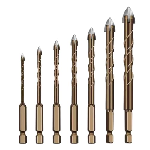 3-12 mm/4/12 mm Sechskant-Kreuzbohrer-Set, Hartmetall-Bohrer für Keramik und Glas, Holzbearbeitungswerkzeuge (Coffee) von Genérico