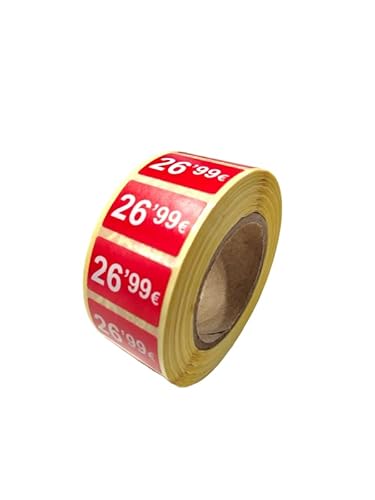 3 Rollen Preisschilder, 99 €, selbstklebend, insgesamt 3000 Aufkleber, 25 x 15 mm, Hellrot, ideal für Werbeaktionen (26,99 € - 3000 Stück) von Genérico