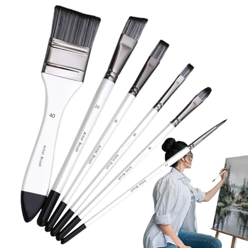 6-teiliges Malpinsel-Set – weiches Aquarell-Pinsel-Set für Künstler und Hobbyisten, tragbares Malzubehör für Aquarell, Gouache, Tinte, Öl, Acryl | Werkzeug 6-teiliges Malpinsel-Set – weiches Aquarell-Pinsel-Set für Künstler und Hobbyisten, tragbares Malzubehör für Aquarell, Gouache, Tinte, Öl, Acryl | Werkzeug von Genérico