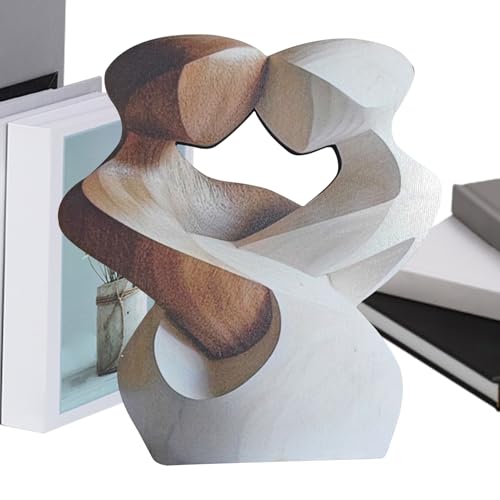 Abstrakte Figur, handgeschnitzte Paarstatue, Kunstwerk, Skulptur aus Holz, Dekoration für Zuhause, romantische Tischdekoration für , Kommode, Schlafzimmer, E von Genérico