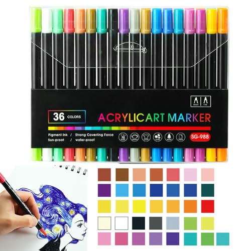 Acrylmarker, Farbmarker, Doppelkopf-Marker zum Ausmalen, wasserfestes Kunstzubehör, Schreibwaren zum Zeichnen, 24/36 Farben zum Malen, Graffiti, kreiert Acrylmarker, Farbmarker, Doppelkopf-Marker zum Ausmalen, wasserfestes Kunstzubehör, Schreibwaren zum Zeichnen, 24/36 Farben zum Malen, Graffiti, kreiert von Genérico
