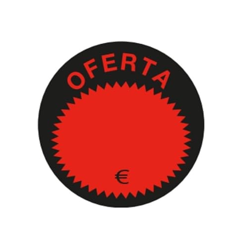 "Angebot" selbstklebende Etiketten, Rolle mit 500 Etiketten, 50 mm, rot und schwarz für die Preisgestaltung von Genérico