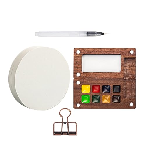 Aquarell-Taschen-Reiseset – Holzfarbkasten mit 8 Rastern, tragbares Kunst-Set | kompaktes Aquarellpapier-Pad mit Skizzenbuch und professionellen Stiften Aquarell-Taschen-Reiseset – Holzfarbkasten mit 8 Rastern, tragbares Kunst-Set | kompaktes Aquarellpapier-Pad mit Skizzenbuch und professionellen Stiften von Genérico