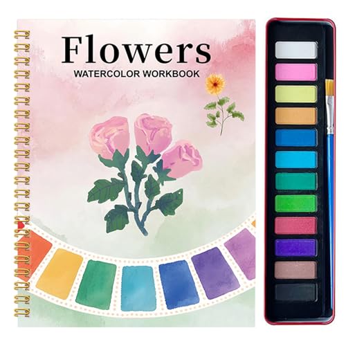 Aquarellbuch für Erwachsene, Aquarellbücher für Erwachsene, Anfänger, mit 12 Farben, Set mit Materialien, Zeichnung, Malerei, Anfänger, Teenager, Zuhause, Lernen, Reisen, Schule, Klassenzimmer von Genérico