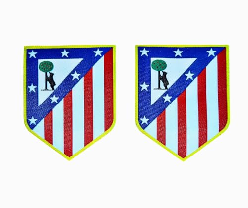 Aufnäher Wappen Fußballmannschaft, zum Aufbügeln oder Nähen, 2 Stück, 8 cm x 6 cm, bestickt, Madrid, Atlético Aufnäher Wappen Fußballmannschaft, zum Aufbügeln oder Nähen, 2 Stück, 8 cm x 6 cm, bestickt, Madrid, Atlético von Genérico