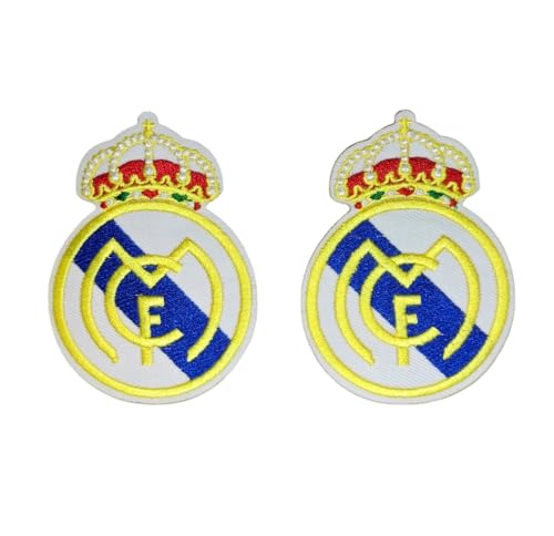 Aufnäher mit Wappen der Fußballmannschaft, zum Aufbügeln oder Nähen, 2 Stück, bestickt, 8 cm x 6 cm, Madrid Aufnäher mit Wappen der Fußballmannschaft, zum Aufbügeln oder Nähen, 2 Stück, bestickt, 8 cm x 6 cm, Madrid von Genérico