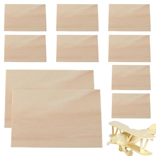 Basswood Craft Sheet Holzplatten für Hobby, dünne Bastelbretter, rechteckige Holzwerkstatt aus unbearbeitetem Sperrholz, weiches Schneidmaterial zum Verbrennen der Werkstatt von Genérico
