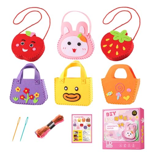 Bastelset mit Nähtasche für Kinder: bunte Handwerkskunst, Textur, bunte Nähanleitung, erstes pädagogisches Nähset für Kinder mit Muster für Mädchen, Töchter, N von Genérico