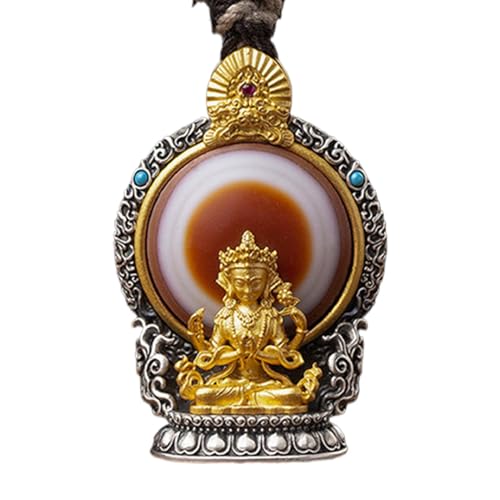 Bead Halskette Chinesischer Anhänger für Frauen Manjusri Transfer Perlen Chinesische Glückliche Frauen Anhänger mit sechs Zeichen Mantra Amulett für den täglichen Gebrauch von Genérico