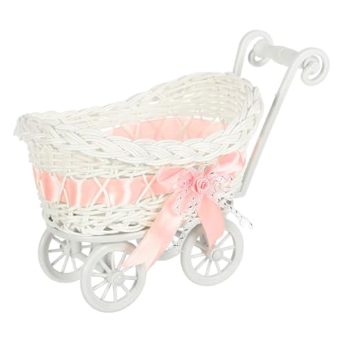 Blumenkorb – Aufbewahrungswagen für Süßigkeiten aus Rattan, rustikale Dekoration und Organizer für Haus, Hochzeit, Garten und Schreibtisch von Genérico