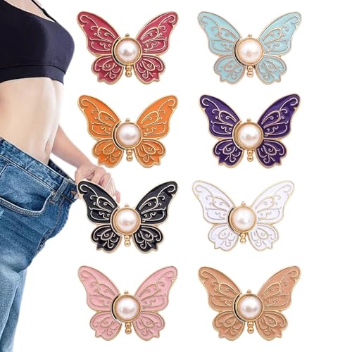 Buttons für lose Jeans, Taillenknöpfe – 8 x Schmetterlings-Taillen-Hebelknöpfe, wiederverwendbare Werkzeuge zum Anpassen von Kleidung, ohne Nähdekoration, Clips Buttons für lose Jeans, Taillenknöpfe – 8 x Schmetterlings-Taillen-Hebelknöpfe, wiederverwendbare Werkzeuge zum Anpassen von Kleidung, ohne Nähdekoration, Clips von Genérico