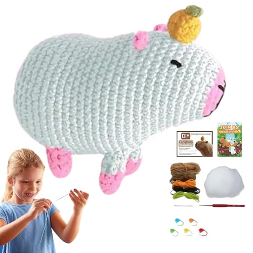 Capybara-Spielzeug aus Wolle, Strickset für Tiere, Häkeln | Garn-Set zum Häkeln, tragbares Häkeltier-Set für Kinder, Basteltier-Sets für Kinder Capybara-Spielzeug aus Wolle, Strickset für Tiere, Häkeln | Garn-Set zum Häkeln, tragbares Häkeltier-Set für Kinder, Basteltier-Sets für Kinder von Genérico