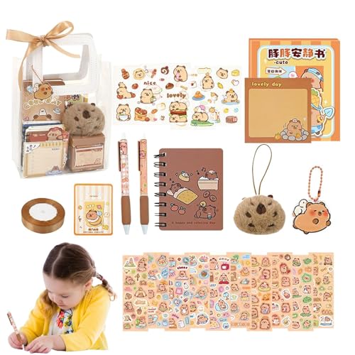 Capybara Stationery Set | Niedliche Capybara Plush Bleistifte, Haftnotizen, Schreibtischdekoration, Schulzubehör für Kinder, Rucksackanhänger, Schulnotizblock für Kinder Capybara Stationery Set | Niedliche Capybara Plush Bleistifte, Haftnotizen, Schreibtischdekoration, Schulzubehör für Kinder, Rucksackanhänger, Schulnotizblock für Kinder von Genérico