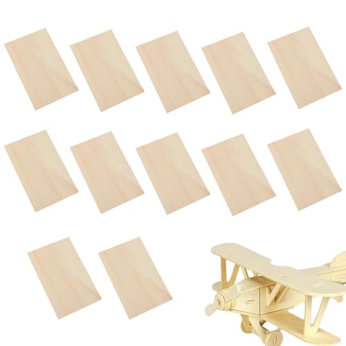 Craft Holzbrett, quadratisches Brett, 12 dünne, rechteckige Holzplatten, Zubehör für architektonische Modelle, Flugzeugschiffe von Genérico