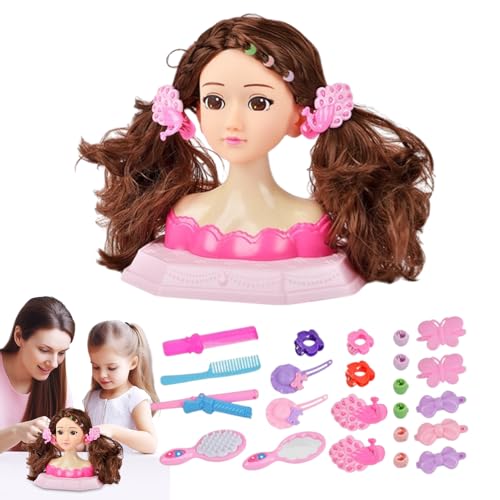 Doll Styling Head - Beauty-Set Fingend Play mit Zubehör für Mädchen | Spielzeug-Set sicher ungiftig | Üben Sie den Puppenkopf zum Geburtstag, Weihnachten, Tag des Ni von Genérico