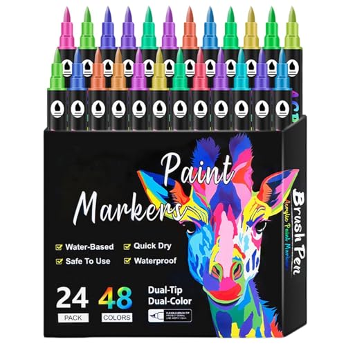 Doppelseitiger Tagebuch-Marker – 48 Farben, Doppelspitze, Zeichenstifte für Erwachsene und Kinder, Kunstmarker zum Ausmalen, Zeichnen, Kalligraphie, Tagebuch, Notizen und von Genérico